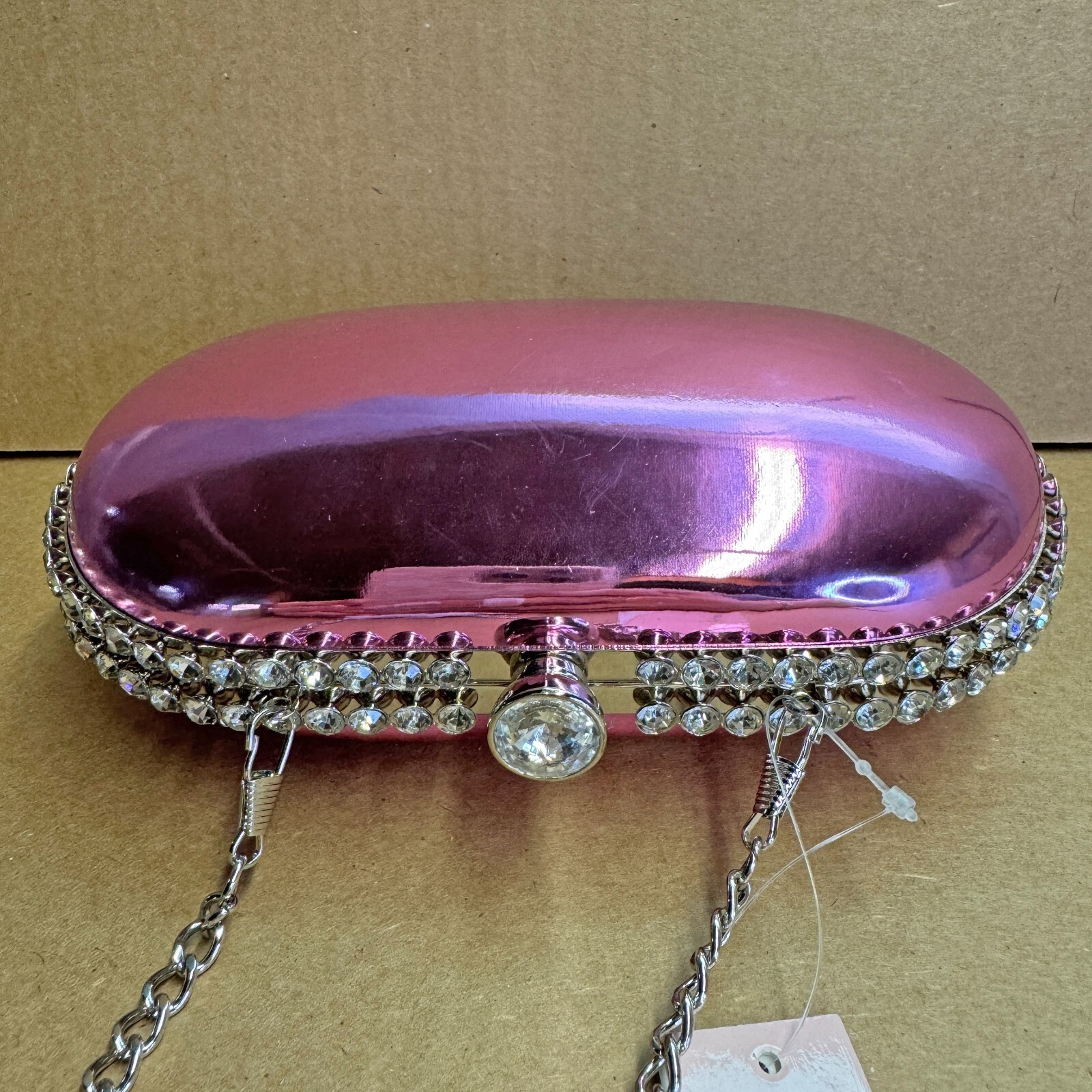 AQUA Mirror Metallic Patent Minaudière Clutch - Orchid Item image 8