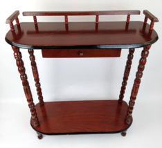 Vintage 2 Tier 28&quot; Mahogany Free Standing Spindle Shelf Etagere w/Drawer... - £132.38 GBP