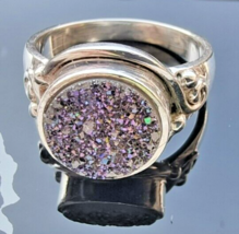 Sajen 925 Sterling Silver Purple Druzy Ring Size 7.25 - £35.78 GBP