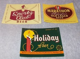 Marathon City Brewing Beer Bottle Labels Lot Holiday Beer Marathon Wisco... - $6.95