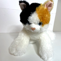 Aurora Calico Cat Flopsies Plush Black White Orange Blue Eyes Kitten Toy - $21.49