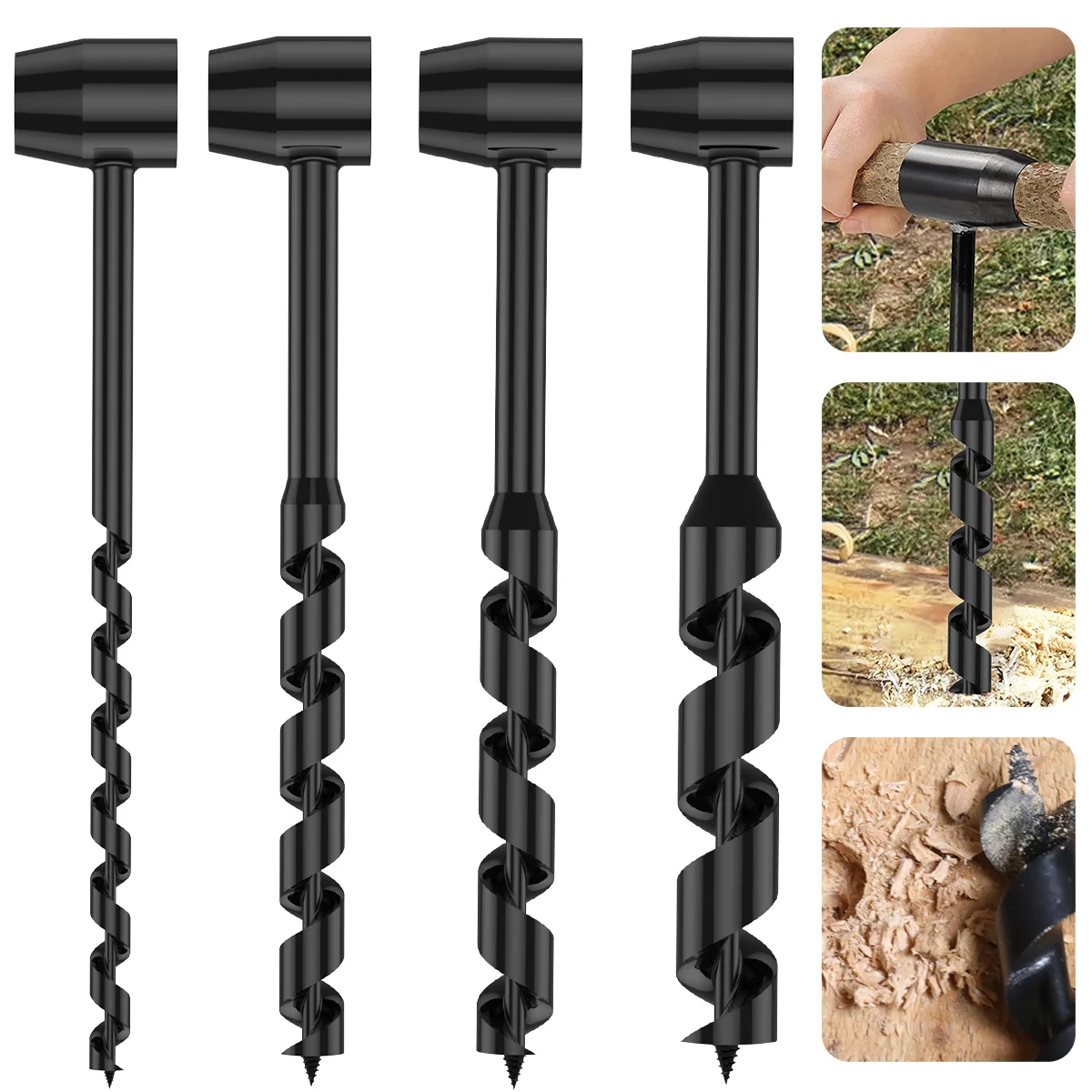 Bushcraft Outdoor Survival Hand Drill Carbon Steel Manual Auger Drill Manual - £13.37 GBP+