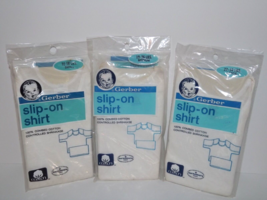 3 Packs Gerber Slip-On Shirt Sizes Small, Medium &amp; Large 100% Cotton New (Q) - £23.73 GBP