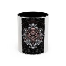 Ornate Rose Crest Accent Coffee Mug 11oz 15oz Gothic Floral Steampunk - $18.79+