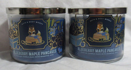 Bath &amp; Body Works 3-wick Scented Candle Lot Set Of 2 Blueberry Maple Pancakes - £50.16 GBP