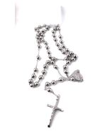 Stainless steel 6mm Rosery With cross in silver, black &amp; 3 tone Unisex-30" - $28.00