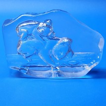 Cristal d&#39;Arques Lead Crystal BEAR &amp; CUB Paperweight - Reverse Etched - France - £17.91 GBP