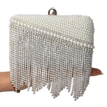 s Women Evening /White Chain Tel  Mini Clutch Purse Handmade  Crossbody Bag - £77.15 GBP