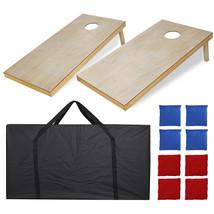 4x2' DIY Wooden Bean Bag Toss Cornhole Game Set of 2 Boards 8 Beanbags Foldable - £101.01 GBP