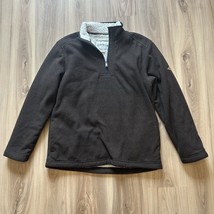 Orvis Men&#39;s Long Sleeve Sherpa Lined 1/4 Zip Brown Black Sweater Warm Co... - $33.66