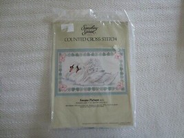 1984 Sealed Candamar Swans Picture Counted Cross Stitch Kit #50152 - 17&quot; X 10&quot; - £9.59 GBP