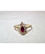 10K Yellow Gold Genuine Ruby Diamond Ladies Ring 0.34 TCW Size 7 1/2 K528 - £219.73 GBP