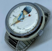 Vintage Moppets Tennis Anyone Lady Silver White Hand-Wind Mechanical Watch Hours - £17.73 GBP