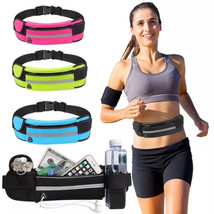Running Belt with Water Bottle Holder   Waist Bag Fanny pack Belt Bag Pink Blue  - £10.63 GBP