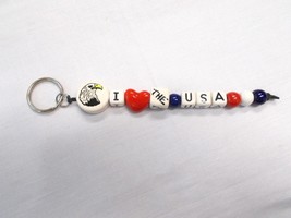 NEW CERAMIC EAGLE HEAD I RED HEART LOVE THE USA TEXT LETTERS KEY CHAIN K... - $6.99