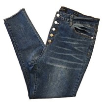 Judy Blue Button Fly Ankle Jeans Womens 1X Blue Fray Skinny Fit High Ris... - £27.12 GBP