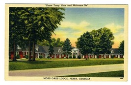 Moss Oaks Lodge Linen Postcard Perry Georgia Come Tarry Here and Be Welcome - $9.90