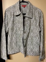 Joni B Size M Jacket Long Sleeve Button Up Embroidered Geometric Pattern... - $14.69