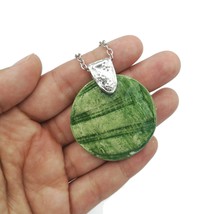 Short Necklace Pendant For Women, Green Aesthetic Choker Unique Artisan Jewelry - £35.59 GBP