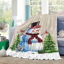 Pinkinco Christmas Winter Snowman With Topper Flannel Throws Blanket, Warm Cozy - £31.43 GBP