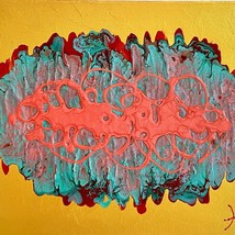 Amoeba 9 - Original Abstract Wall Art Mixed Media Painting 9&quot;x12&quot; Home Decor - £102.98 GBP