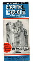 Hotel Dixie Brochure West 43rd Street Times Square New York City 1940&#39;s - £25.56 GBP