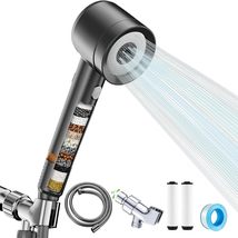 High Pressure Shower Head with Handheld, with Pause Switch 4 Spray Modes, Grey - £28.32 GBP