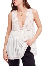 FREE PEOPLE Womens Top Embroidered Sleeveless Ivory Combo White Size XS OB815447 - £29.23 GBP