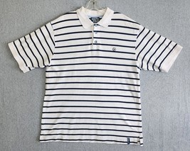 South Pole Polo Shirt Mens Size XL White Navy Striped Short Sleeve Cotton - $16.99
