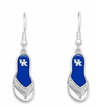 Kentucky Wildcats 1.25 Inch Licensed Silver Toned Flip Flop Earrings - £11.60 GBP
