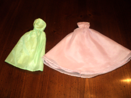 Vintage Handmade Barbie Clothing 2 Long Dresses Green and Lilac Strapless - £15.38 GBP