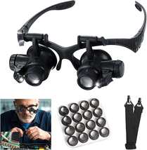 Head Mount Magnifying Glass with LED Light, Jewelers Loupe Magnifier wit... - $369.25 MXN