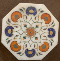 White Stone Inlay Work Trinket Box for Her Octagon Shape White Marble Watch - $499.00