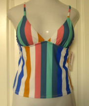 Raisins Striped Multicolored Print Bikini Top Size Large - £11.76 GBP