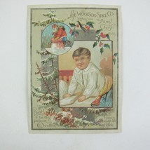 Victorian Trade Card Christmas Santa Chimney &amp; Boy Woolson Spice Co Toledo Ohio - £11.98 GBP