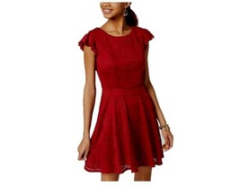 TRIXXI Size 3 Dark Red Wine Lace Open Back Ruffled Sleeveless Dress NWT - £16.87 GBP