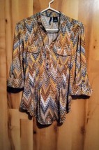 New Directions Women&#39;s Tunic Top Blouse V Neck * Medium * 3/4 Sleeve - £9.78 GBP