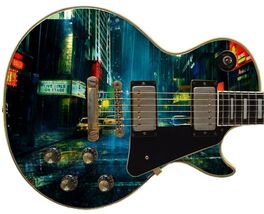 Guitar Skin Big City Nights Girls Taxi Cinema Scenic vinyl sticker decal... - $47.47
