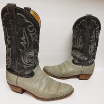 VTG JUSTIN Boots Leather Western Cowboy Mens 8527 Animal Print Gray Blac... - $98.90