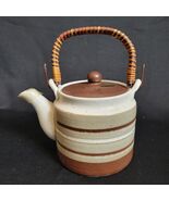 Otagiri Teapot Stoneware 4 cup Hand Crafted Japan Brown with Rattan Handle - €21,21 EUR