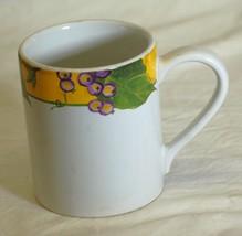 Tuscan Vine Corelle Corning Stoneware Cup Mug Grapes Vine on Yellow Rim - $12.86