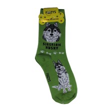 Siberian Husky Dog Socks Foozys Womens Size 9-11 Green - £5.42 GBP