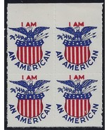 &quot;I AM AN AMERICAN&quot; Vintage Cinderella Stamp Blk4 With Eagle and Shield M... - $17.68 CAD