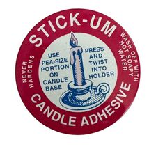 Stick-Um Candle Adhesive (mostly full) VTG Tin Box Advertising Holder Fl... - $5.93