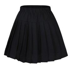 Women`s High waisted Elasticated Flare Pleated plus size Skirt (XL, Black) - £18.15 GBP