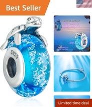 Charming 925 Silver Turtle Bead - Murano Glass Addition for Bracelets/Ne... - $39.00