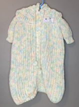 Hand crochet Pastel hooded Sleeper Bag 6-9 months Full-Zip - £18.41 GBP