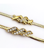 Two Vintage Gold Tone Avon Sparkle Twist Kiss Rhinestone Braid Chain Bra... - $29.70