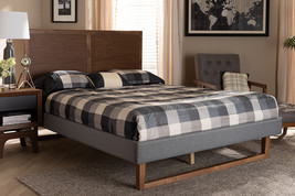 Vaere Dark Gray Fabric Ash Walnut Brown Full Size Platform Bed - $387.00 Vaere Dark Gray Fabric Ash Walnut Brown Full Size Platform Bed - $387.00