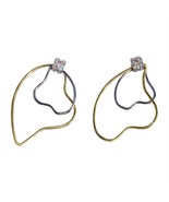 LOAS1370 - Two Tone 925 Sterling Silver Earrings with AAA Grade CZ  in C... - $841.04 MXN
